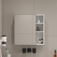 A white MDF material mirror cabinet, bathroom mirror, and a separate wall mounted bathroom mirror for storage and space saving.