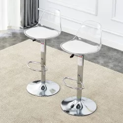 Modern minimalist bar chairs and bar stools. Can rotate 360 ° and adjust lifting. PET backrest and PU seats. Set of 2. Suitable for bars, restaurants, and front desk cashiers. Modern minimalist bar chairs and bar stools. Can rotate 360 ° and adjust lifting. PET backrest and PU seats. Set of 2. Suitable for bars, restaurants, and front desk cashiers.