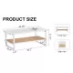 Modern minimalist white double layered solid wood coffee table. Glass tabletop, imitation rattan edge table. Rectangular table suitable for living room, dining room, and bedroom Modern minimalist white double layered solid wood coffee table. Glass tabletop, imitation rattan edge table. Rectangular table suitable for living room, dining room, and bedroom