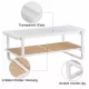 Modern minimalist white double layered solid wood coffee table. Glass tabletop, imitation rattan edge table. Rectangular table suitable for living room, dining room, and bedroom Modern minimalist white double layered solid wood coffee table. Glass tabletop, imitation rattan edge table. Rectangular table suitable for living room, dining room, and bedroom
