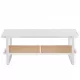 Modern minimalist white double layered solid wood coffee table. Glass tabletop, imitation rattan edge table. Rectangular table suitable for living room, dining room, and bedroom Modern minimalist white double layered solid wood coffee table. Glass tabletop, imitation rattan edge table. Rectangular table suitable for living room, dining room, and bedroom