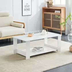 A modern and practical white coffee table and coffee table. The double layered coffee table is made of MDF material,. Suitable for living room, bedroom, and study.43.3 A modern and practical white coffee table and coffee table. The double layered coffee table is made of MDF material,. Suitable for living room, bedroom, and study.43.3