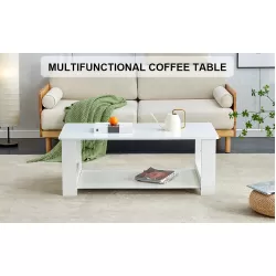A modern and practical white coffee table and coffee table. The double layered coffee table is made of MDF material,. Suitable for living room, bedroom, and study.43.3 A modern and practical white coffee table and coffee table. The double layered coffee table is made of MDF material,. Suitable for living room, bedroom, and study.43.3