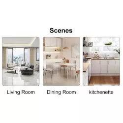 Modern minimalist style circular transparent tempered glass dining table, tempered glass tabletop and wooden colored metal legs, suitable for kitchen, dining room, and living room, 42