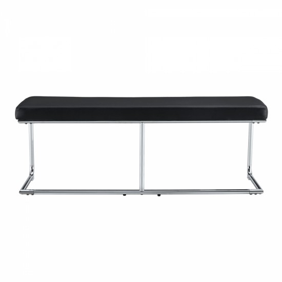 Black leather bench, silver metal legs, shoe changing bench sofa bench dining chair, suitable for bedroom fitting room, storage room, dining room, and living room. ST-005