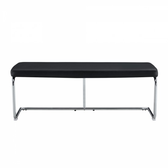 Black leather bench, silver metal legs, shoe changing bench sofa bench dining chair, suitable for bedroom fitting room, storage room, dining room, and living room. ST-005