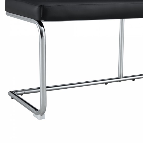 Black leather bench, silver metal legs, shoe changing bench sofa bench dining chair, suitable for bedroom fitting room, storage room, dining room, and living room. ST-005