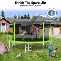 14FT Trampoline for Kids and Adults with Basketball Hoop and Net, Outdoor Recreational Trampolines for Family 14FT Trampoline for Kids and Adults with Basketball Hoop and Net, Outdoor Recreational Trampolines for Family