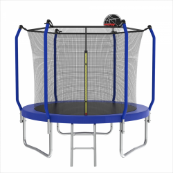 10FT Trampoline with Basketball Hoop, ASTM Approved Reinforced Type Outdoor Trampoline with Enclosure Net