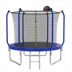 10FT Trampoline with Basketball Hoop, ASTM Approved Reinforced Type Outdoor Trampoline with Enclosure Net 10FT Trampoline with Basketball Hoop, ASTM Approved Reinforced Type Outdoor Trampoline with Enclosure Net