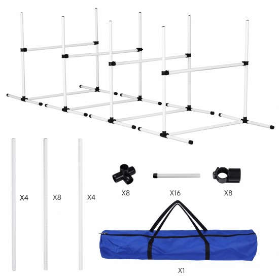 4 Pack Adjustable Dog Agility Jumps with Carry Bag Exercise Dog Jumping Hurdles for Indoor Outdoor Dog Agility Course Game, White