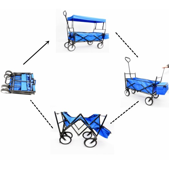 Garden Shopping Beach Cart folding wagon (Blue)