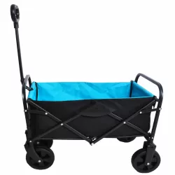 Mini Folding Wagon Garden Shopping Beach Cart (black+blue) Mini Folding Wagon Garden Shopping Beach Cart (black+blue)