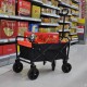 Mini Folding Wagon Garden Shopping Beach Cart （black+yellow）