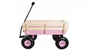   

Explore the Versatile Outdoor Wagon with Wood Railing and Air Tires for Kids' Garden Adventures