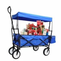 Garden Shopping Beach Cart folding wagon (Blue) Garden Shopping Beach Cart folding wagon (Blue)