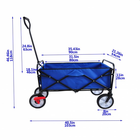 Folding Wagon Garden Shopping Beach Cart (blue)