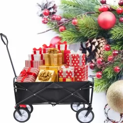 Folding Wagon Garden Shopping Beach Cart (black) Folding Wagon Garden Shopping Beach Cart (black)