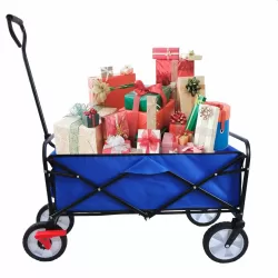 Folding Wagon Garden Shopping Beach Cart (blue) Folding Wagon Garden Shopping Beach Cart (blue)