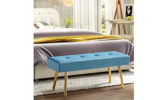   

Stylish Blue Velvet Bed Bench with Gold Legs for Your Bedroom