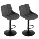 Grey Pu Leather Swivel Adjustable Height Bar Stool Chair For Kitchen(Set of 2) Grey Pu Leather Swivel Adjustable Height Bar Stool Chair For Kitchen(Set of 2)