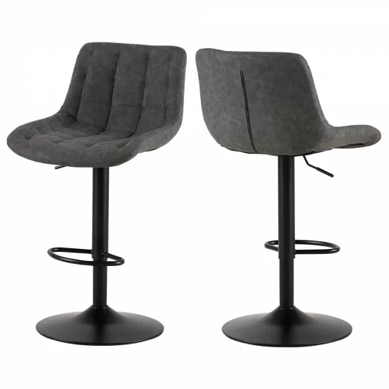 Grey Pu Leather Swivel Adjustable Height Bar Stool Chair For Kitchen(Set of 2) Grey Pu Leather Swivel Adjustable Height Bar Stool Chair For Kitchen(Set of 2)