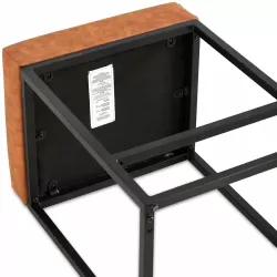 Brown Pu Upholstered Counter & Bar Stool with Footrest, PU leather (Set of 2)