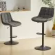 Grey Pu Leather Swivel Adjustable Height Bar Stool Chair For Kitchen(Set of 2) Grey Pu Leather Swivel Adjustable Height Bar Stool Chair For Kitchen(Set of 2)