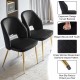 Black Velvet Dining Chairs with Metal Legs and Hollow Back Upholstered Dining Chairs Set of 4
