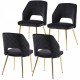 Black Velvet Dining Chairs with Metal Legs and Hollow Back Upholstered Dining Chairs Set of 4
