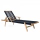 Patio Sunlounger, Sunbed for Backyard Poolside Porch Balcony Lawn, Acacia Wood and Rope