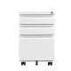 3-Drawer Mobile File Cabinet with Lock, Office Storage Filing Cabinet for Legal/Letter Size, Pre-Assembled Metal File Cabinet Except Wheels Under Desk(White)