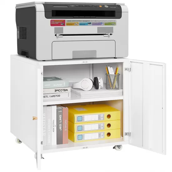 Metal Printer Stand with Storage Mobile Printer Tables for Small Spaces with Door Adjustable Shelf File Cabinet on Wheels for Home Office (White) Metal Printer Stand with Storage Mobile Printer Tables for Small Spaces with Door Adjustable Shelf File Cabinet on Wheels for Home Office (White)