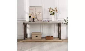 Modern Grey 60-Inch Console Table with 2-Tier Storage for Stylish Entryways
