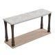 48 inch Long Rectangle Mid-Century Console Table for Entryway, Wood sofa Table with 2-Tier Storage Shelf, Grey Tabletop