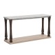 48 inch Long Rectangle Mid-Century Console Table for Entryway, Wood sofa Table with 2-Tier Storage Shelf, Grey Tabletop