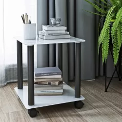 1-Piece White+Black Side Table , 2-Tier Space End Table ,Modern Night Stand, Sofa table, Side Table with Storage Shelve 1-Piece White+Black Side Table , 2-Tier Space End Table ,Modern Night Stand, Sofa table, Side Table with Storage Shelve