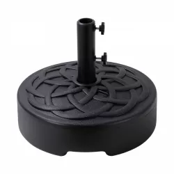 Round Patio Umbrella Base with Wheels, Outdoor Umbrella Stand for Universal Umbrella Pole, Water or Sand Filled, 50lbs Weight Capacity - Black