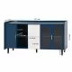 Modern Kitchen Pantry Storage Cabinet , 55 Inch Coffee Bar Storage Cabinet with 2 Drawers, 2 Open Storage Compartment & 2 Glass Doors, Wood Buffet Table for Kitchen, Living Room, Blue Modern Kitchen Pantry Storage Cabinet , 55 Inch Coffee Bar Storage Cabinet with 2 Drawers, 2 Open Storage Compartment & 2 Glass Doors, Wood Buffet Table for Kitchen, Living Room, Blue