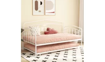 Affordable and Stylish Fox Twin Daybed with Trundle in White - Perfect for Small Spaces