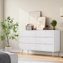 white Modern-6-Drawer for Living Room for Hallway Wide Chest of Drawers for Living Room