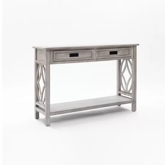 Whitewashed Wood 2-Drawer 1-Shelf Console and Entry Table Whitewashed Wood 2-Drawer 1-Shelf Console and Entry Table