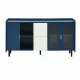 Modern Kitchen Pantry Storage Cabinet , 55 Inch Coffee Bar Storage Cabinet with 2 Drawers, 2 Open Storage Compartment & 2 Glass Doors, Wood Buffet Table for Kitchen, Living Room, Blue Modern Kitchen Pantry Storage Cabinet , 55 Inch Coffee Bar Storage Cabinet with 2 Drawers, 2 Open Storage Compartment & 2 Glass Doors, Wood Buffet Table for Kitchen, Living Room, Blue