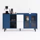 Modern Kitchen Pantry Storage Cabinet , 55 Inch Coffee Bar Storage Cabinet with 2 Drawers, 2 Open Storage Compartment & 2 Glass Doors, Wood Buffet Table for Kitchen, Living Room, Blue Modern Kitchen Pantry Storage Cabinet , 55 Inch Coffee Bar Storage Cabinet with 2 Drawers, 2 Open Storage Compartment & 2 Glass Doors, Wood Buffet Table for Kitchen, Living Room, Blue