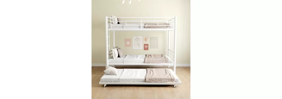 Affordable Heavy-Duty White Twin Bunk Bed with Trundle – Safety & Comfort Combined
Affordable Heavy-Duty White Twin Bunk Bed with Trundle – Safety & Comfort Combined