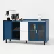 Modern Kitchen Pantry Storage Cabinet , 55 Inch Coffee Bar Storage Cabinet with 2 Drawers, 2 Open Storage Compartment & 2 Glass Doors, Wood Buffet Table for Kitchen, Living Room, Blue Modern Kitchen Pantry Storage Cabinet , 55 Inch Coffee Bar Storage Cabinet with 2 Drawers, 2 Open Storage Compartment & 2 Glass Doors, Wood Buffet Table for Kitchen, Living Room, Blue