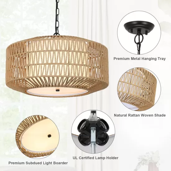 Farmhouse Chandelier Light Fixture,4-Light Rattan Boho Chandeliers for Dining Room with Fabric Shade,Hand Woven Large Rattan Dining Room Light Fixture for Kitchen Bedroom Island Hallway Farmhouse Chandelier Light Fixture,4-Light Rattan Boho Chandeliers for Dining Room with Fabric Shade,Hand Woven Large Rattan Dining Room Light Fixture for Kitchen Bedroom Island Hallway