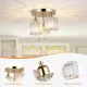 Modern Semi Flush Mount Ceiling Light,3-Light Crystal Close to Ceiling Light Fixtures,Golden Kitchen Light Fixtures with Clear Crystal Shade,Hallway Light Fixtures for Hallway Bedroom Bathroom Modern Semi Flush Mount Ceiling Light,3-Light Crystal Close to Ceiling Light Fixtures,Golden Kitchen Light Fixtures with Clear Crystal Shade,Hallway Light Fixtures for Hallway Bedroom Bathroom