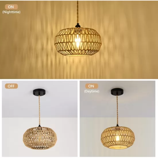 Farmhouse LED Rattan Pendant Lights, Boho Chandelier Light Fixture, Rustic Wicker Hand Woven Rope Cage Basket Pendant Hanging for Dining Room Living Room Kitchen Bedroom Nursery Foyer Hallway Entryway Farmhouse LED Rattan Pendant Lights, Boho Chandelier Light Fixture, Rustic Wicker Hand Woven Rope Cage Basket Pendant Hanging for Dining Room Living Room Kitchen Bedroom Nursery Foyer Hallway Entryway
