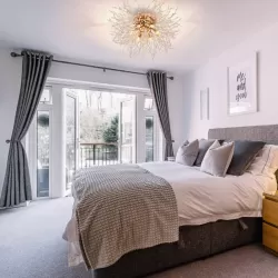 Flush Mount Ceiling Lights, Modern Gold Crystal Sputnik Firework Close to Ceiling Lamp LED Ceiling Lighting Fixtures for Bedroom Kitchen Island Hallway Entryway Porch Gazebo